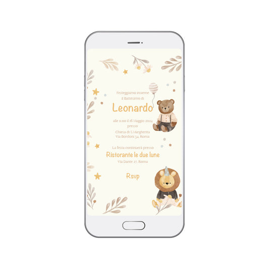 Invito Digitale - Battesimo a tema Sweet Wild