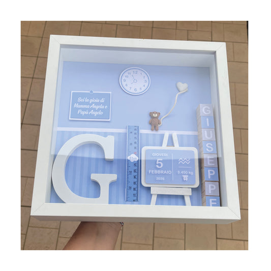 Quadretto nascita 3d per neonato, regalo battesimo, regalo nascita, regalo primo compleanno