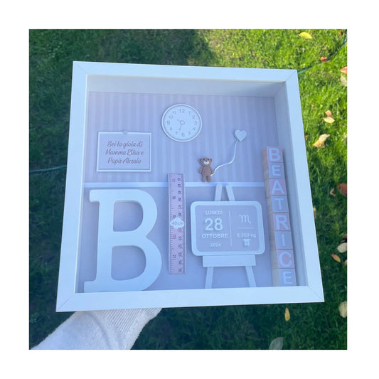 Quadretto Nascita Orsetto in 3D