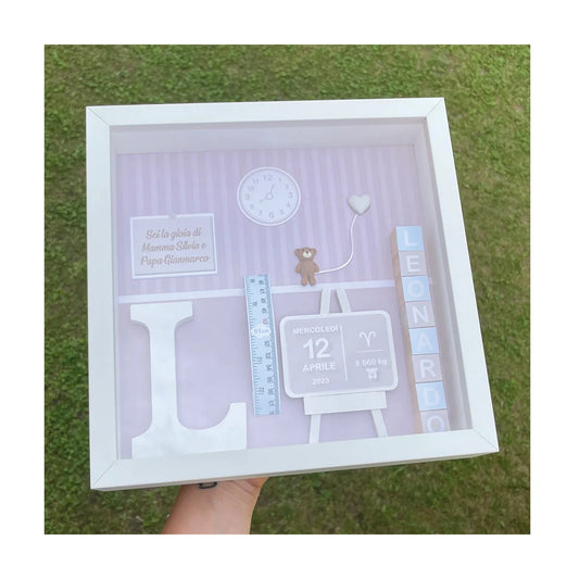 Quadretto Nascita Orsetto in 3D