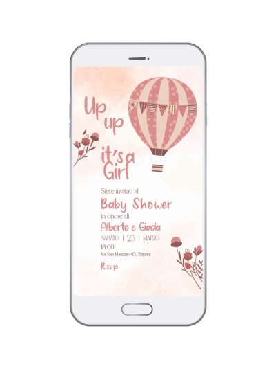 Invito Digitale Baby shower Mongolfiera • Bimba