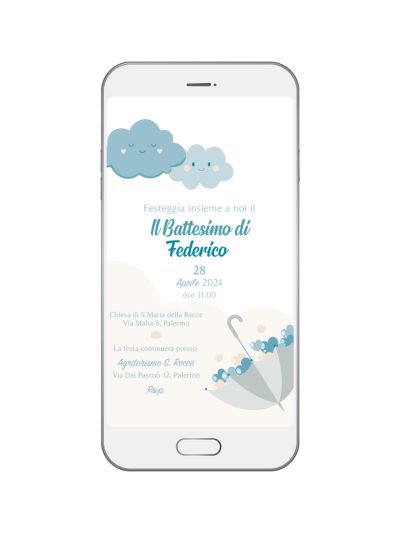 Invito Digitale Battesimo Nuvoletta • Bimbo