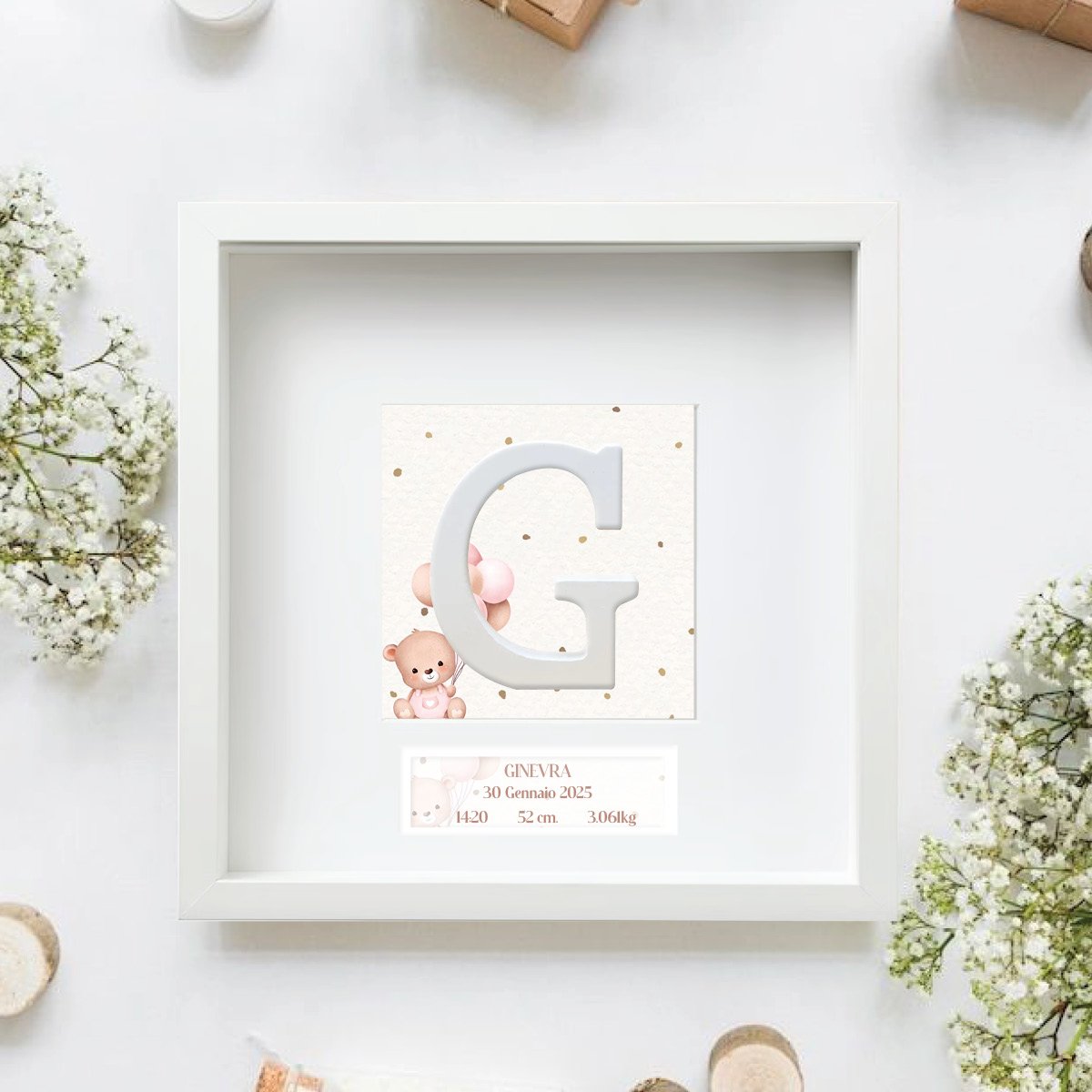 Quadretto Nascita Orsetto • Bimba