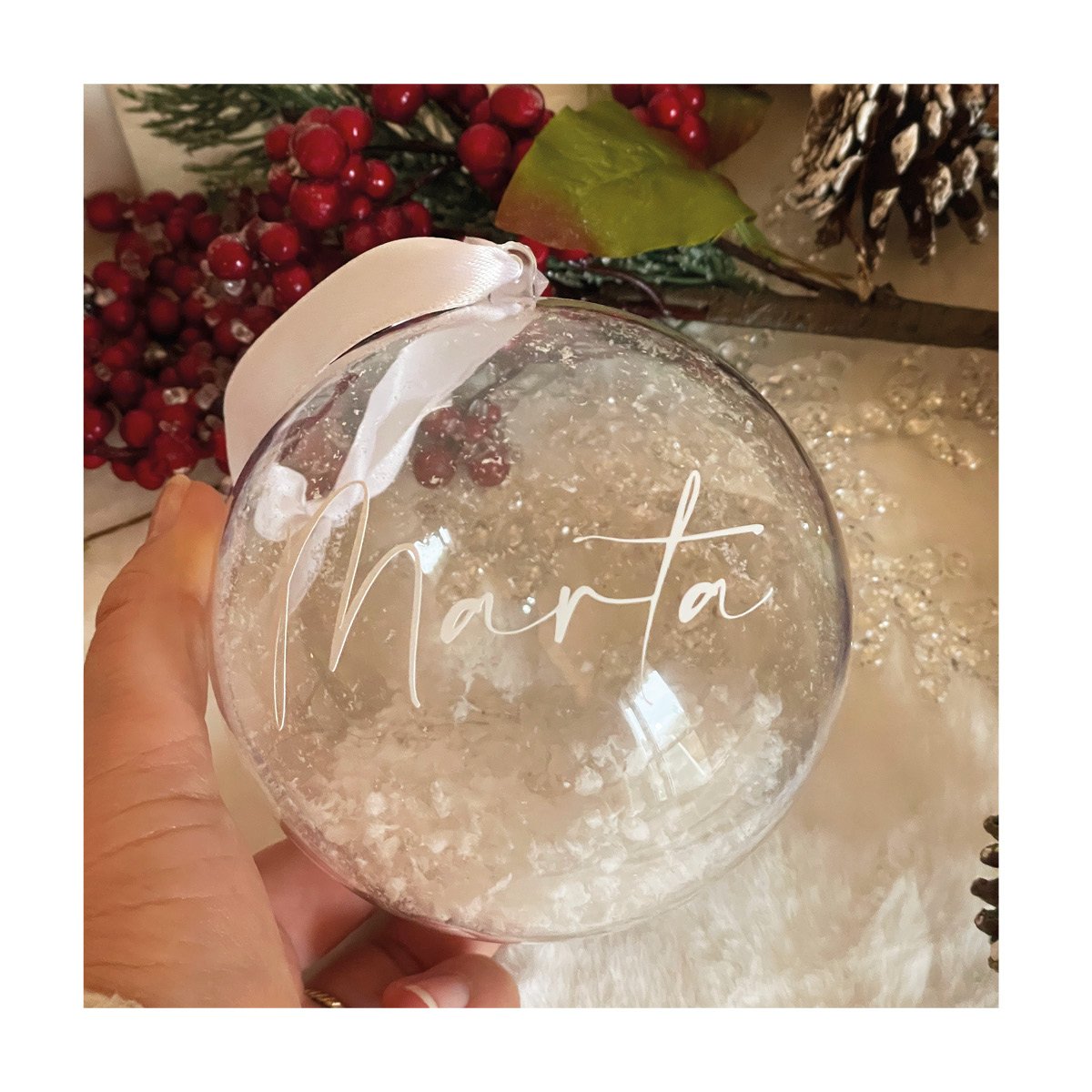 Pallina di natale con nome • Neve all'interno - immagine 2
