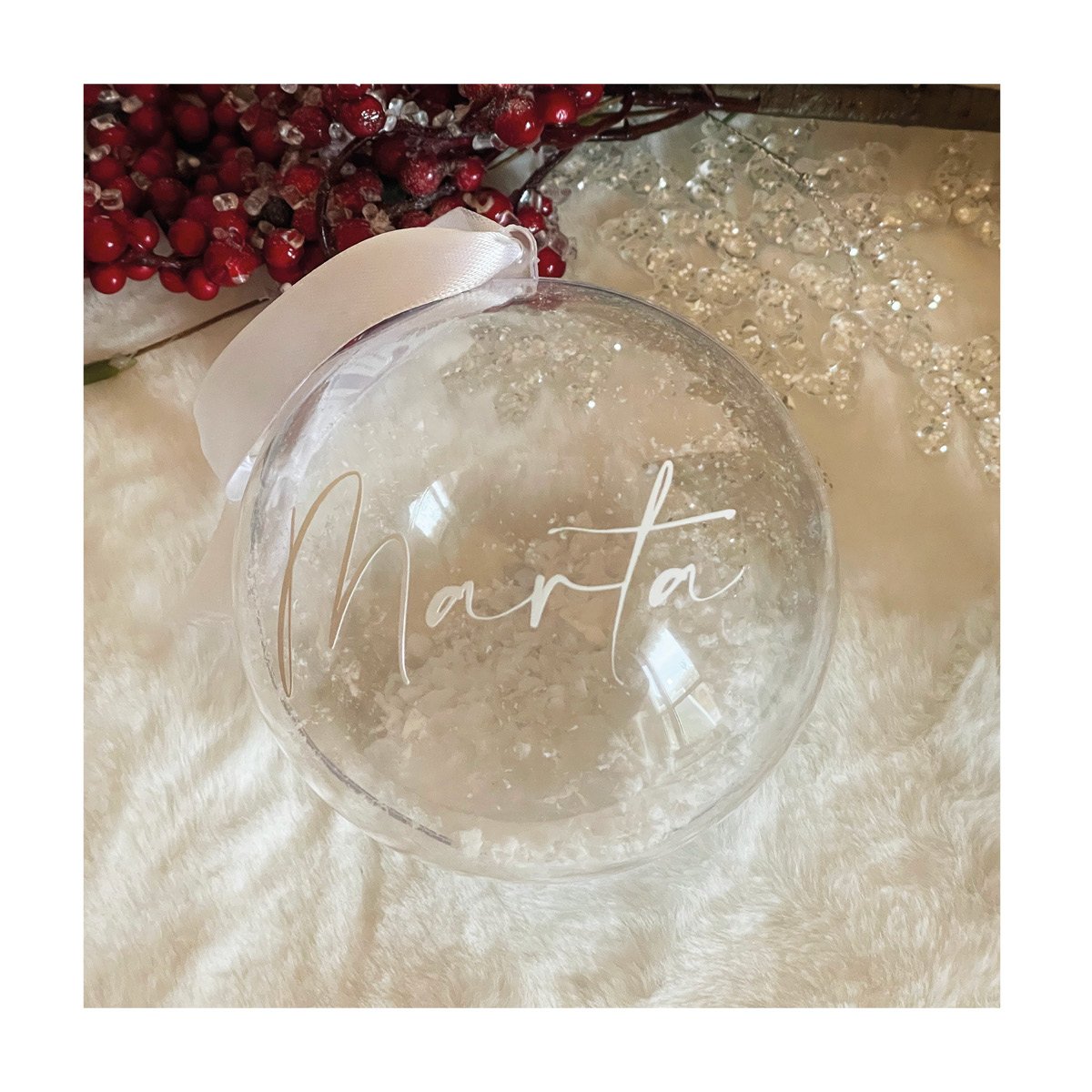 Pallina di natale con nome • Neve all'interno