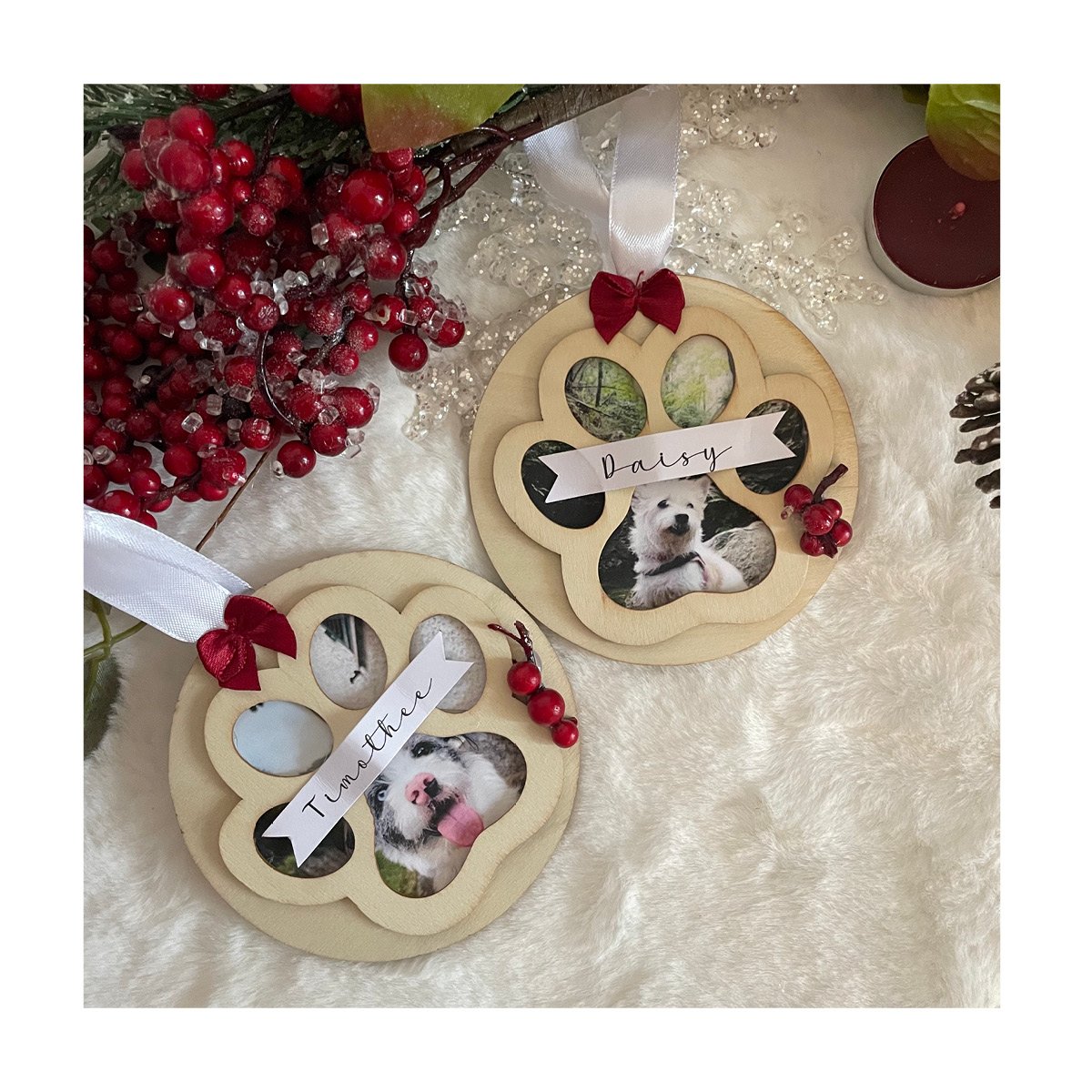 Pallina di natale con foto • 4 Zampe Wood